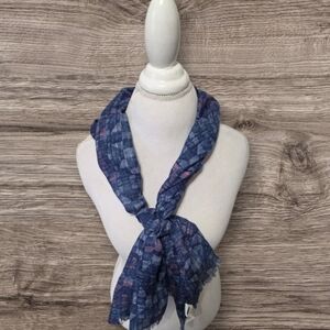 Blue and Pink Patterned Scarf